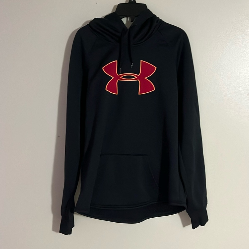 Under Armour Black Hoodie Sweatshirt Red Logo Kids